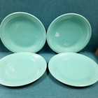 EUC! Oversized Fiesta Ware Dinner Plates 10.5" Teal Aqua Printed Logo 1990's
