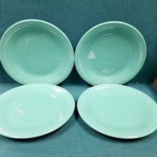 EUC! Oversized Fiesta Ware Dinner Plates 10.5" Teal Aqua Printed Logo 1990's