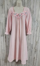 Kelly Reed Vintage Size L Large Flannel Nightgown Pink Stripe 1990's