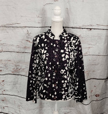 ST. John Purple  White Leopard Print Button Front Jacket Size 12