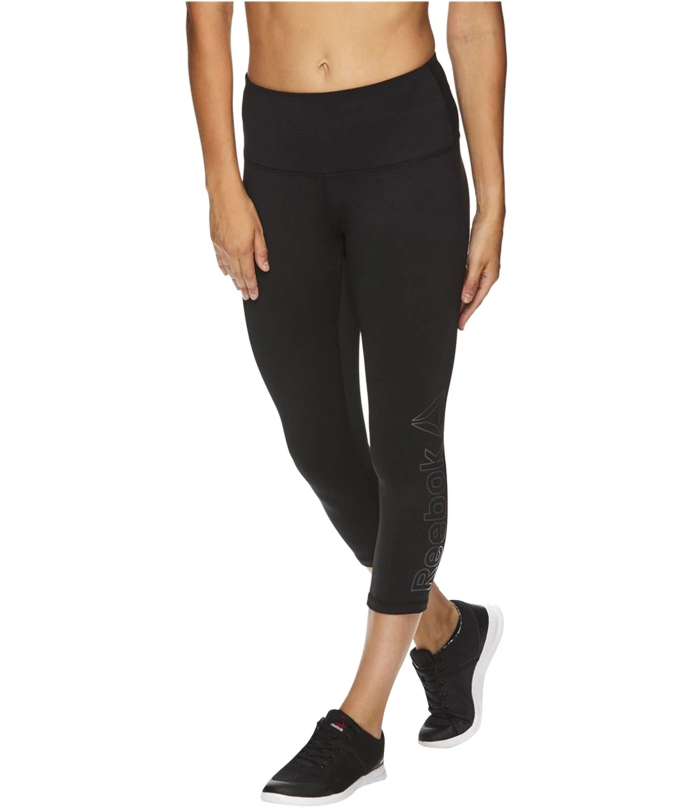 Reebok Womens Highrise Capri Tapered Compression Cropped Leggings Athletic Pants