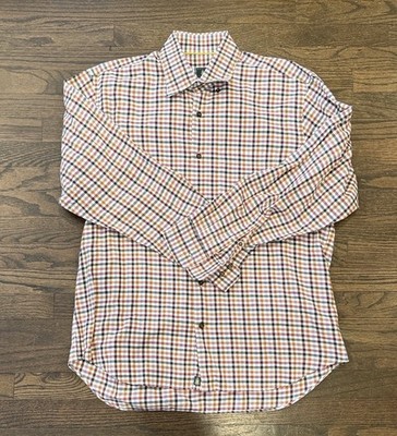 Robert Talbott Men s Plaid Button-Up Shirt Multicolor Long Sleeve Size L 