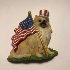 Willabee & Ward Magnet Dog W&W MBI Pomeranian 4th Of July America Flag Red White