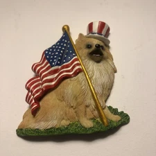 Willabee & Ward Magnet Dog W&W MBI Pomeranian 4th Of July America Flag Red White