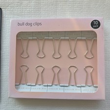 10 white 25mm Binder Bulldog clips DREAM BIG & LOVE YOURLIFE Paper Holder Metal 