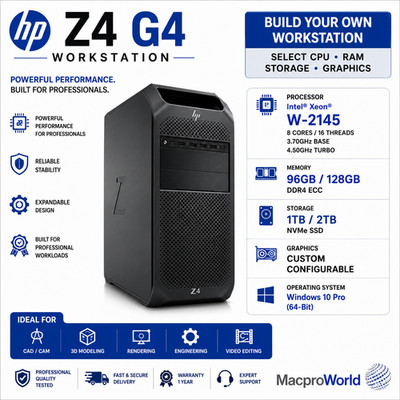 HP Z4 G4 Workstation 8-CORE W-2145 TURBO 4,5Ghz 96GB DDR4 2TB SSD NVMe CUSTOM PC