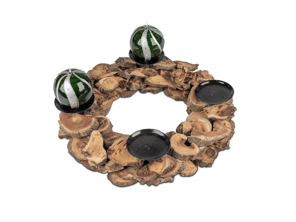 Formano Deko Kranz 30 Cm Holz-Natur Vierflammig Adventskranz Braun Weihnachten-image