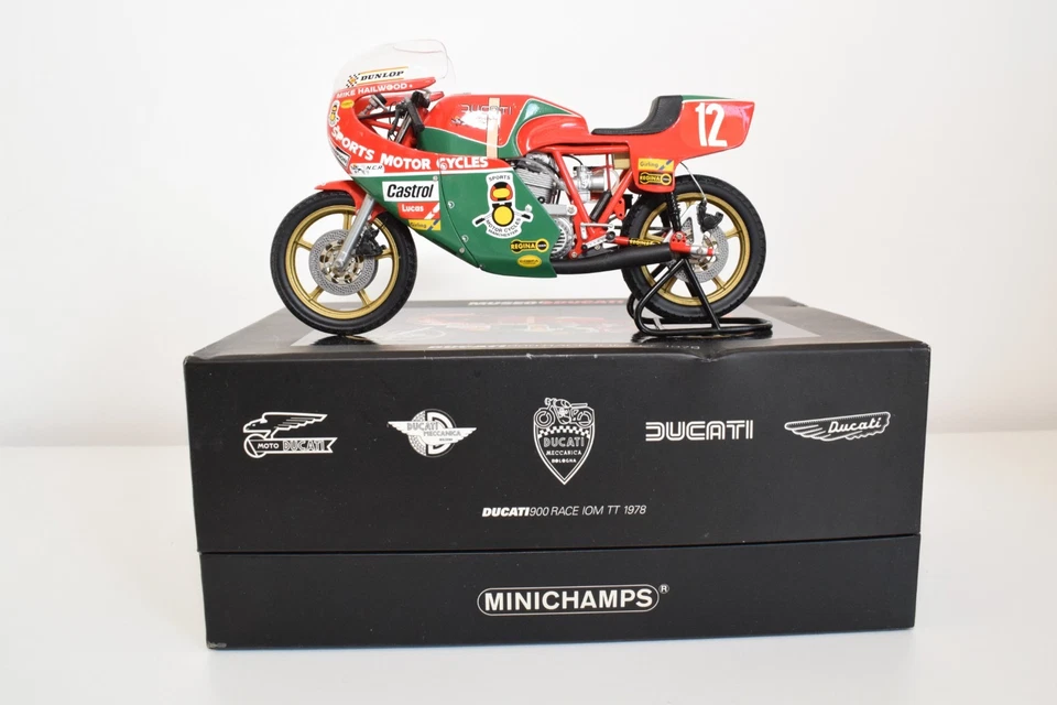 B81 1:12 MINICHAMPS 122 781212 DUCATI 900 RACER IOM TT 1978 M. HAILWOOD MIB - Photo 2/4
