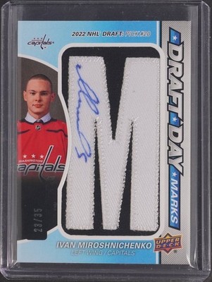 2025 UPPER DECK SP GAME USED IVAN MIROSHNICHENKO DRAFT DAY MARKS LETTER AUTO /35