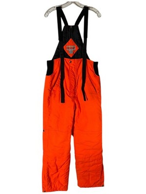Winchester Blaze Orange Hunting Bib Overalls Sz M Insulated Double Knee Zip Legs