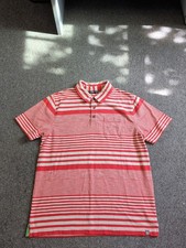 MENS THE NORTH FACE SHORT SLEEVE RED/WHITE STRIPED POLO SHIRT SIZE LARGE