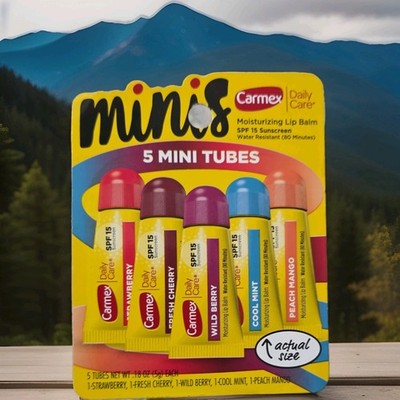 Carmex Daily Care Lip Balm SPF 15 Mini 5-Pack Strawberry Cherry Berry Mint Mango