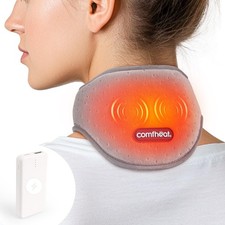 Cordless Neck Heating Pad with Vibration Massager for Pain Relief, Rechargeab...