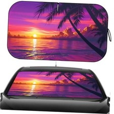 Windshield Sun Shade, Car Sun Shade Windshield with Storage Bag 55"X32" Purple