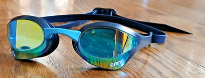 Arena Unisex Cobra Ultra Racing Swim Goggle - Blue/Gold/Black - W/ MESH BAG