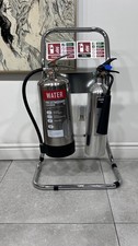 Premium Chrome Silver Fire Extinguisher Bundle -6l water, 2kg Co2, stand & signs