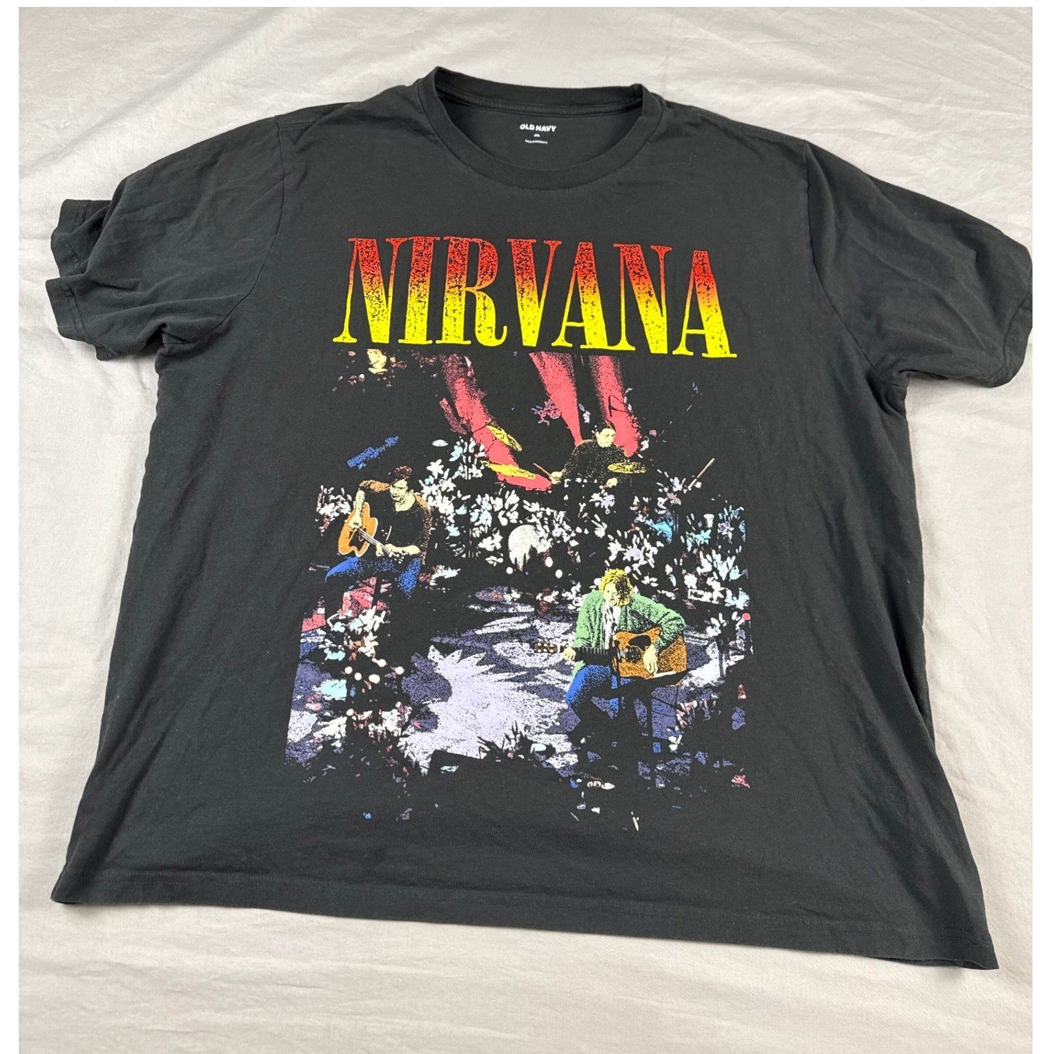 Old Navy Nirvana Graphic Tee Shirt Mens XL Black Grunge Rock Band Short Sleeve