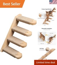 Cat Climbing Shelf Wall Mounted, Four Step Cat Stairway with Jute Scratching ...