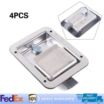 4* Paddle Door Lock Stainless Steel Latch Handle Truck Tool Box Lock+Keys