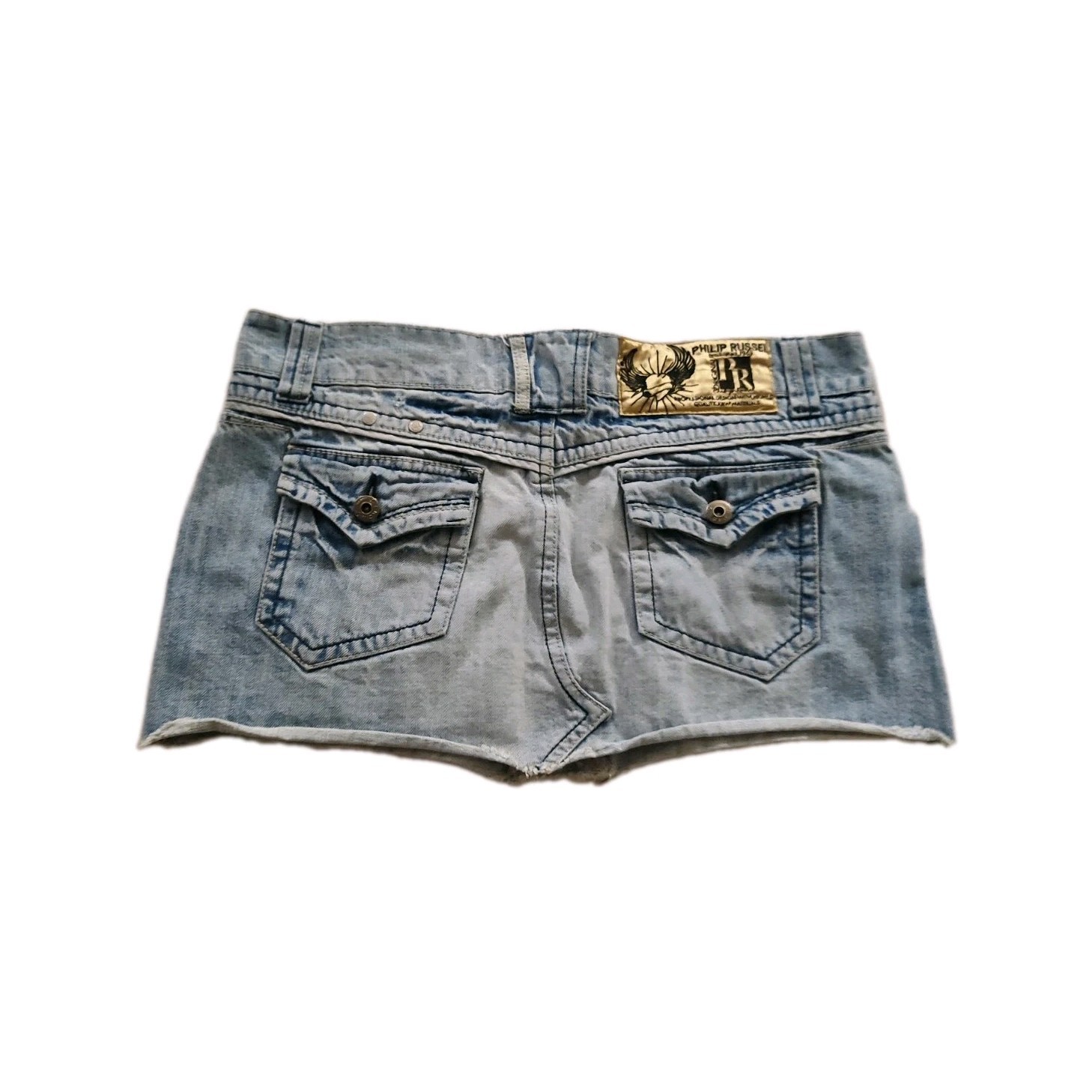 Philip Russel Pantaloncini Donna denim blu M vita bassa 5 tasche casual