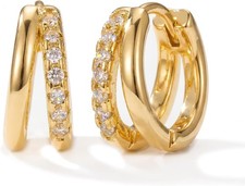 Gold Hoop Earrings for Women,14K Gold Plated Huggie Hoop Earrings for Gift