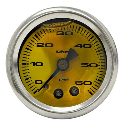 #ad #ad VMS RACING UNIVERSAL 0 60 PSI 1.5quot; FUEL OIL AIR PRESSURE GAUGE YELLOW 1 8quot; NPT $16.99