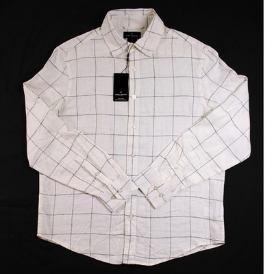 Daniel Hechter Shirt Mens M White Linen Blend Long Sleeve Button Front $109 NEW