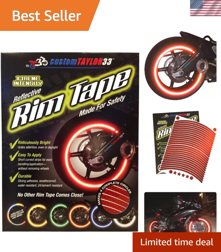 High Intensity Red Reflective Rim Strips - 12&rdquo; Easy Applic
