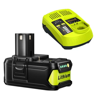 18V 5.0Ah Akku für RYOBI One+ Plus Lithium RB18L50 P108 P109 Batterie/ Ladegerät