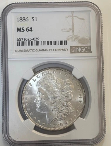 1886 Morgan silver dollar MS 64 NGC