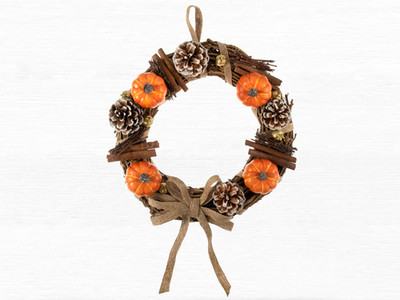 Herbstkranz Bastelset, DIY Kürbis und Tannenzapfen Kranz, saisonale Wohndeko