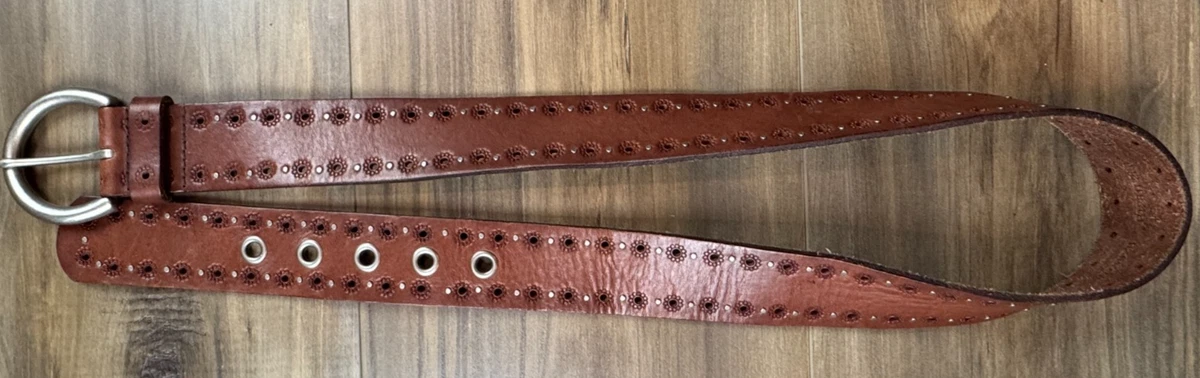 Fossil Brown Leather Belt with Metal Eyelets Vintage Leather Fossil Belt - Etsy main image 4