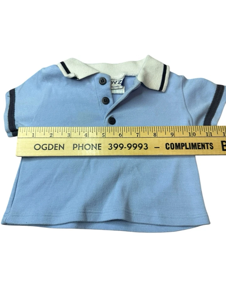 Camisa Polo Vintage 6-9M Boyz by Nannette Azul Cuello Años 90 Marinero Preparación Náutica Foto 3 de 4