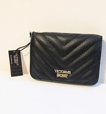 Victoria Secret Mini Wallet Card Holder Black 4.5" X 3" New 