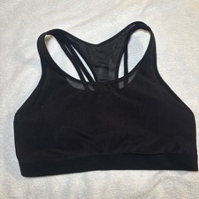 Fabletics Sports Bra Women's L Black Mesh Racerback Padded