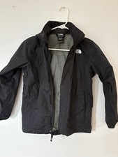 The North Face Boys Waterproof Rain Jacket Black, Hooded, Size Small 7/8 