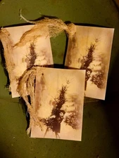 6 Primitive Victorian Christmas Girl Gift Hangtags Handcut Handpunched  Sealed