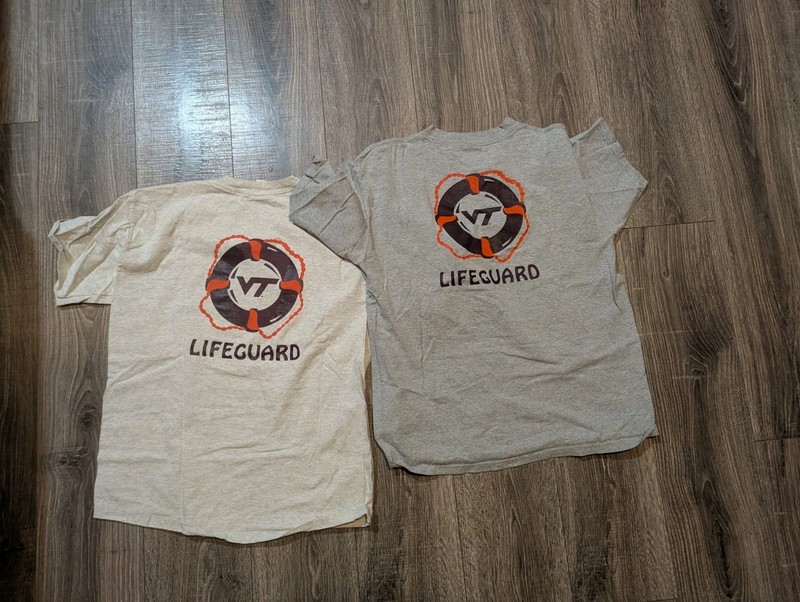 Two Vintage 2000s Virginia Tech lifeguard VT T-shirt Mens M - College