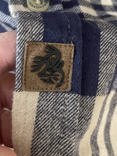 Legendäre Whitetails Herren XL blau kariert Flanell Sakko Hemd Cord Bündchen - Bild 6 von 12