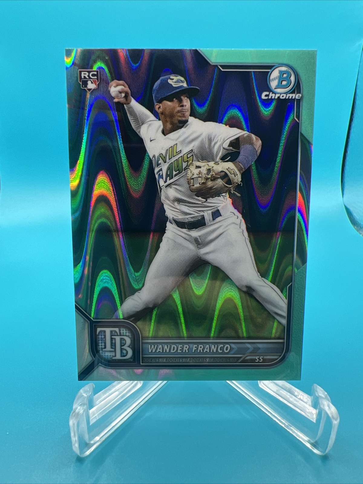 2022 Bowman Chrome Aqua RayWave Refractor #10 Wander Franco RC Rookie /199