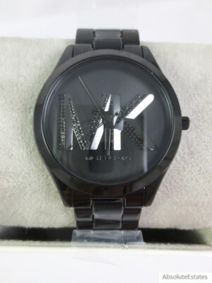 NEW Michael Kors Slim Oversized Runway Black Logo Watch  display picture 1