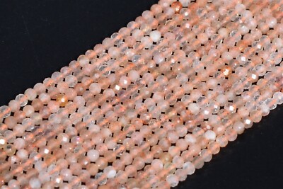 2MM Genuine Natural Sunstone Beads India Grade AA Faceted Round Loose Beads 15''