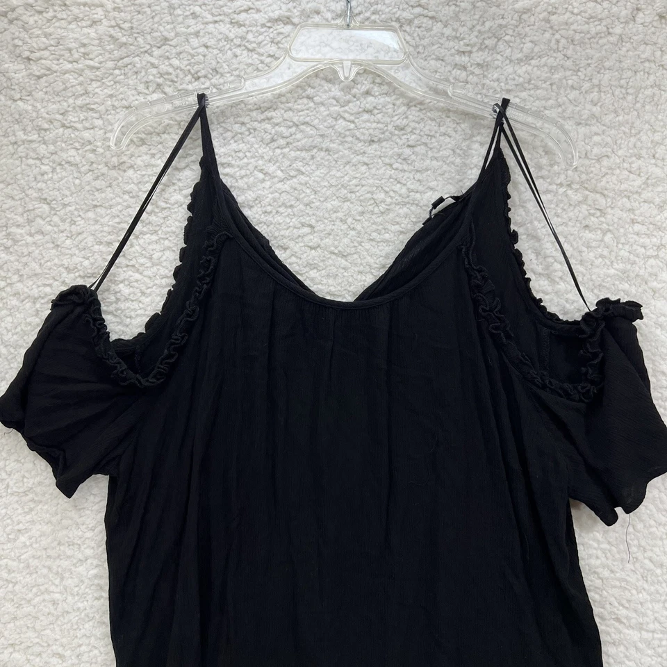 Ambiance 2X Cold Shoulder Short Sleeve Flowy Black Tank Top Women Size 2X - Изображение 2 из 4