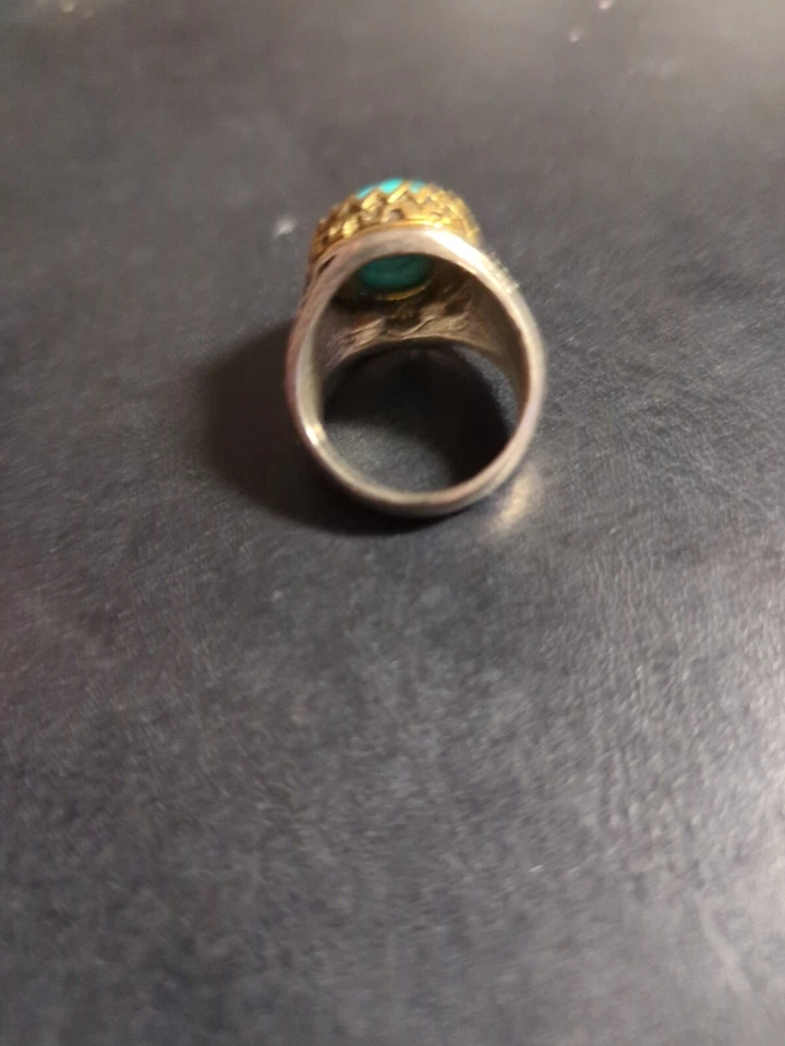 Anillo de Moissanita Ovular Howlita Turquesa Anillo de Acero Inoxidable - Talla 8-10 Foto 4 de 4