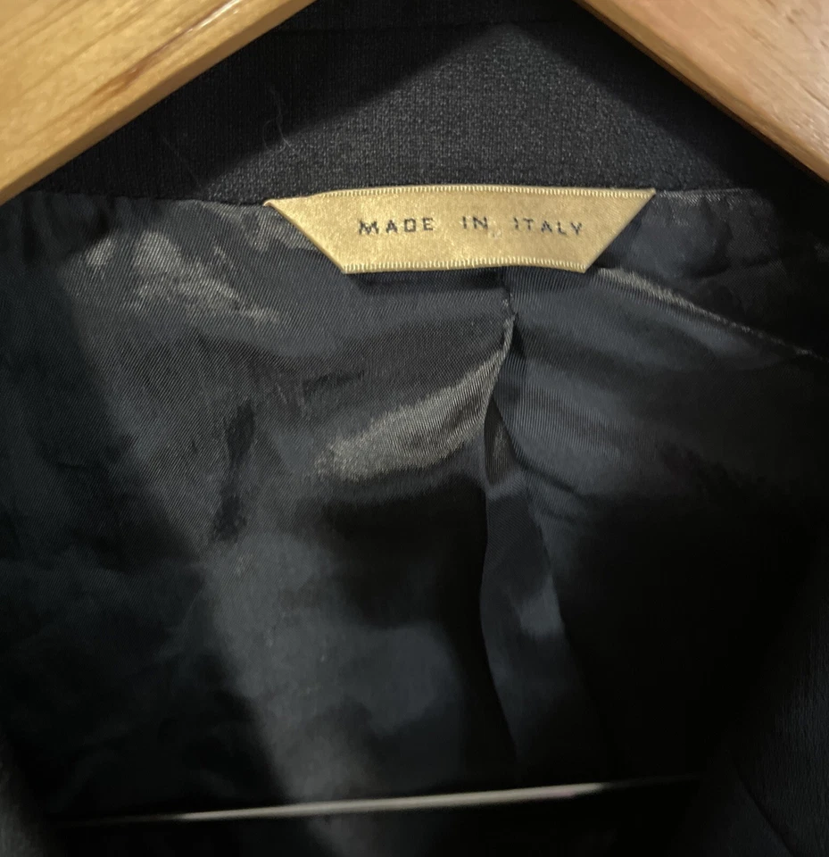 Blazer DONNA KARAN Nueva York Vintage Hecho en Italia Negro Tejido Talla Reg 41/34 Foto 3 de 4