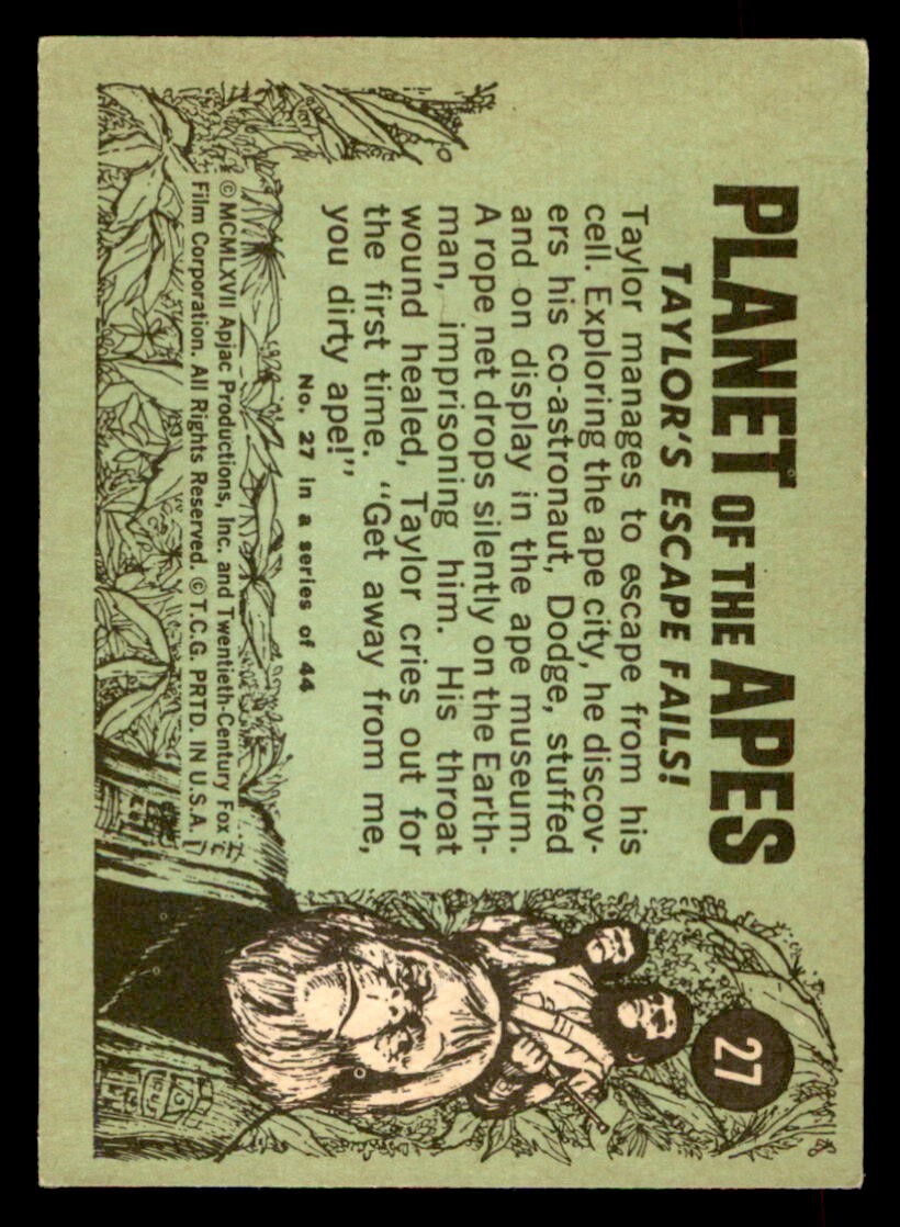 1969 Topps Planet of the Apes #27 Taylor'S Escape Fails VG