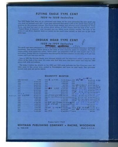 WHITMAN INDIAN CENTS ALBUM 1856-1909 DELUXE FOLDER 9402 CLASSIC LINE NICE - Picture 2 of 6