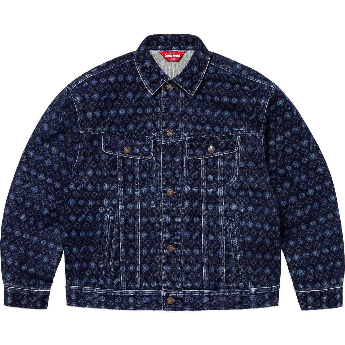 Supreme Flocked Denim Trucker Jacket Black Blue Mustard Supreme Flocked Denim Trucker Jacket Black Blue Mustard
