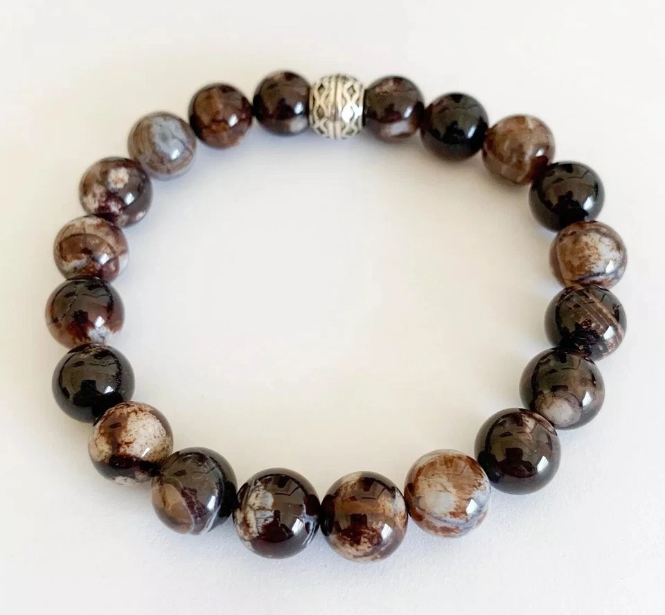 Pulsera de cuentas de ágata marrón Foto 2 de 2