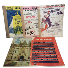 Misc Lot Of 5 Song Books - Vintage - King & I, My Fair Lady, Music Man, Hits On